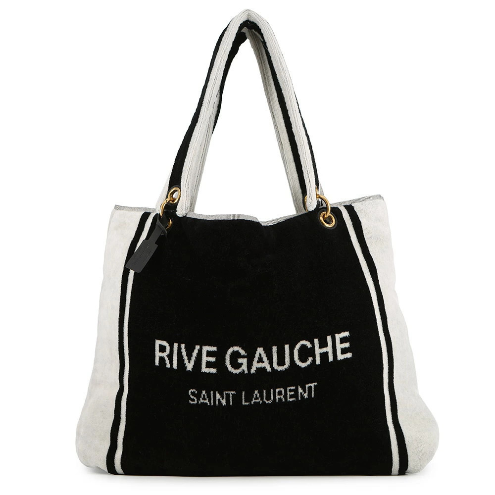 Saint Laurent Paris Tote Bag RIVE GAUCHE Towel Black White